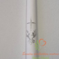 30cm krikštynų žvakė su sidabriniu kryželiu