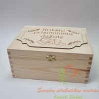 Medinė krikšto prisiminimų dėžutė berniukui 28x21x13 su