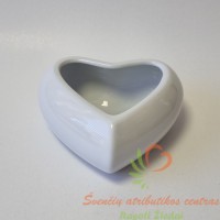 Keraminis baltas glazūruotas vazonas širdis