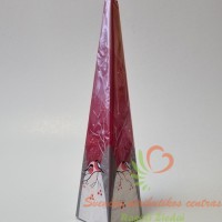 Rankų darbo žvakė piramidė raudona 25cm