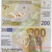 200 Vestuvių EURŲ, šventiniai pinigai, eurai, baliaus eurai